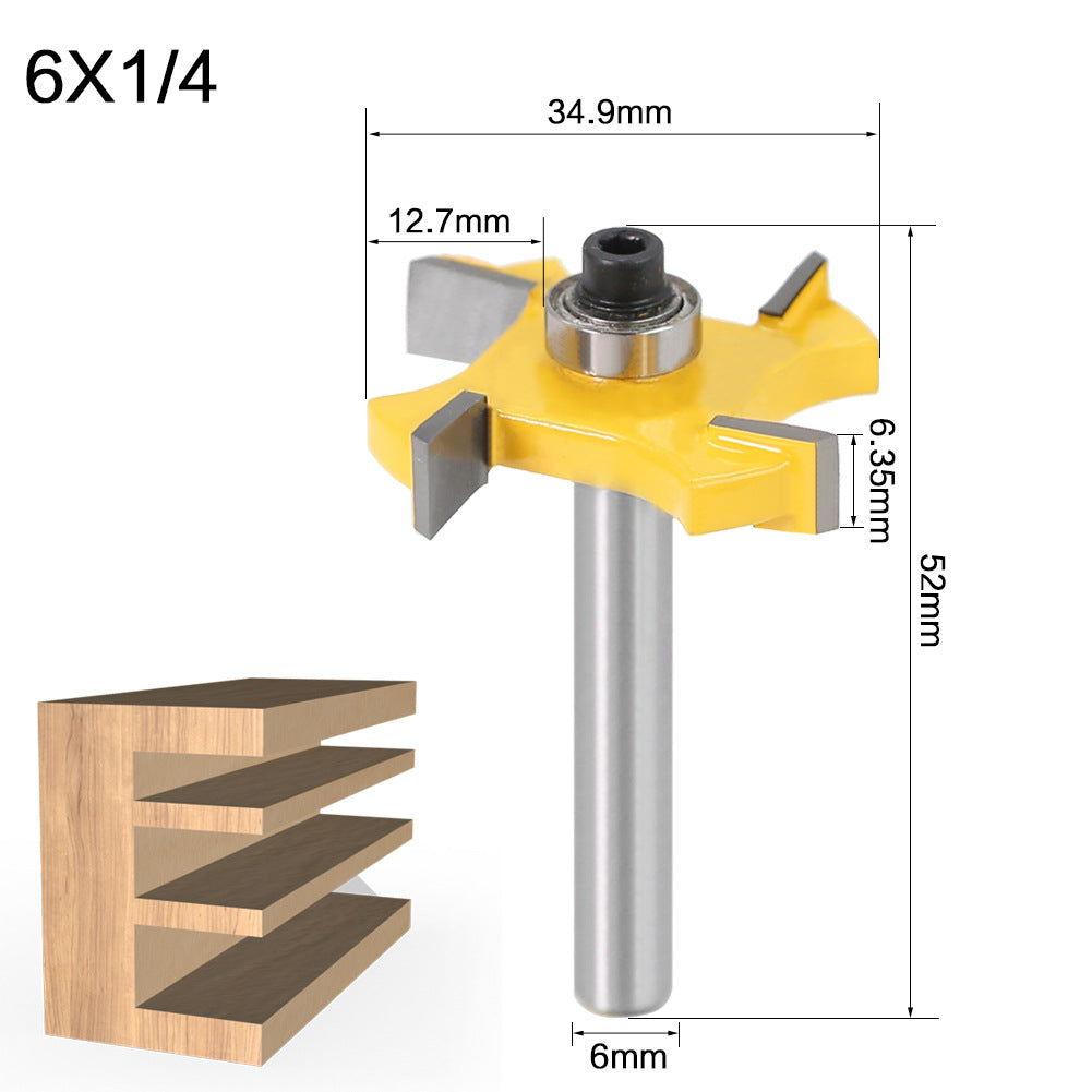 4-Blade Ball T-Knife 1/4 Handle Woodworking Milling Cutter Slotting Knife Slotting Knife Alloy Knife Head Trimming Machine Knife Head
