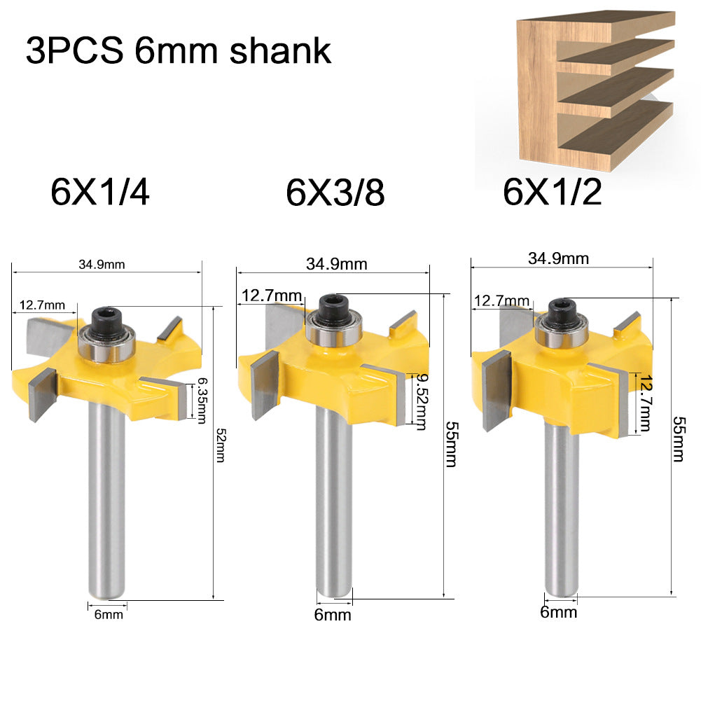 4-Blade Ball T-Knife 1/4 Handle Woodworking Milling Cutter Slotting Knife Slotting Knife Alloy Knife Head Trimming Machine Knife Head