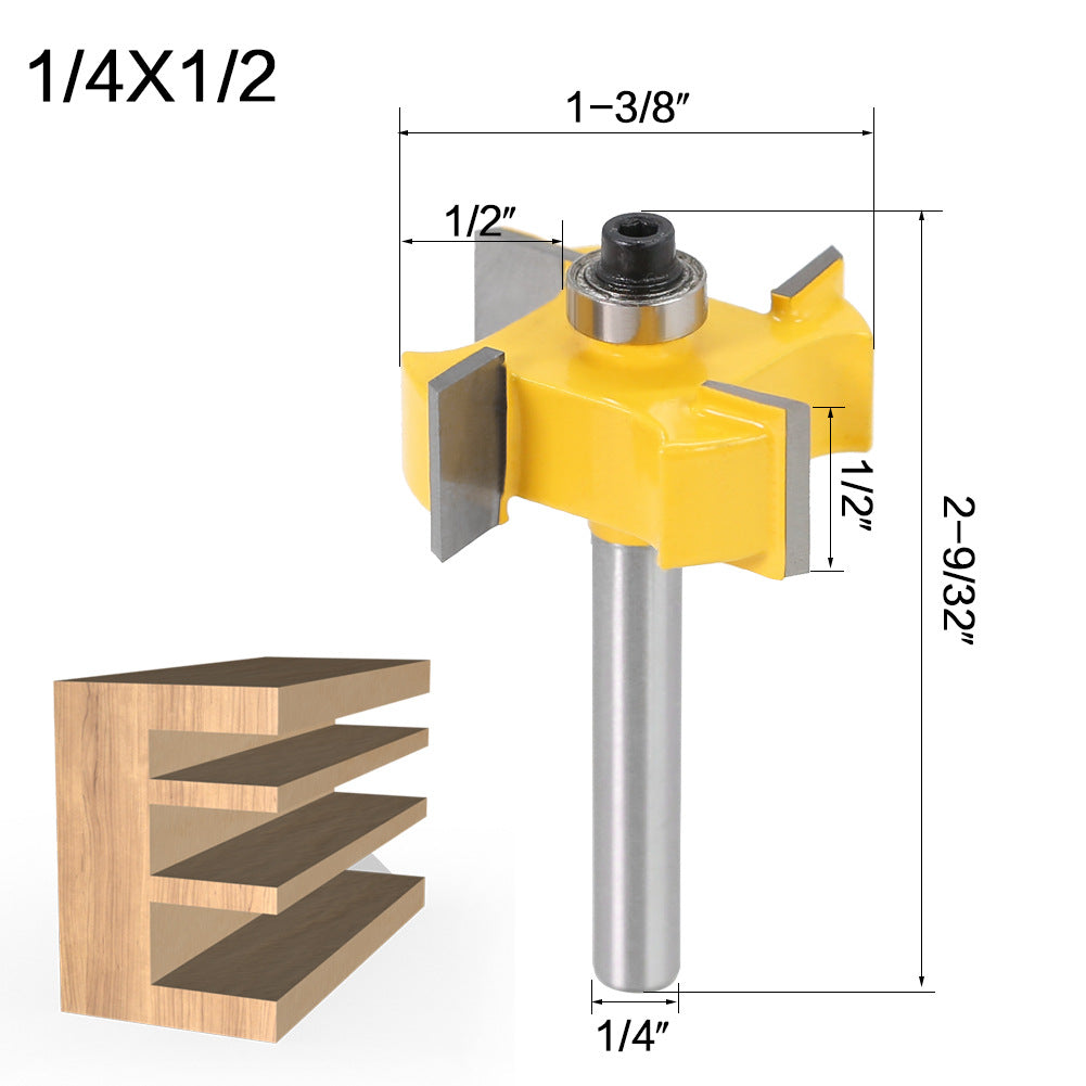 4-Blade Ball T-Knife 1/4 Handle Woodworking Milling Cutter Slotting Knife Slotting Knife Alloy Knife Head Trimming Machine Knife Head