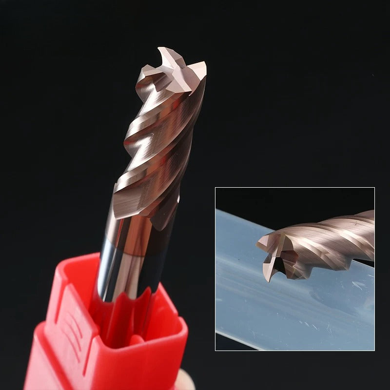 HRC55 Solid Carbide 4 Flute Square End Mill, Extra Long Straight Shank Coated CNC Cutter for Steel