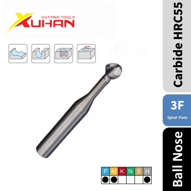 2 Flute Lollipop Ball Nose End Mill HRC55