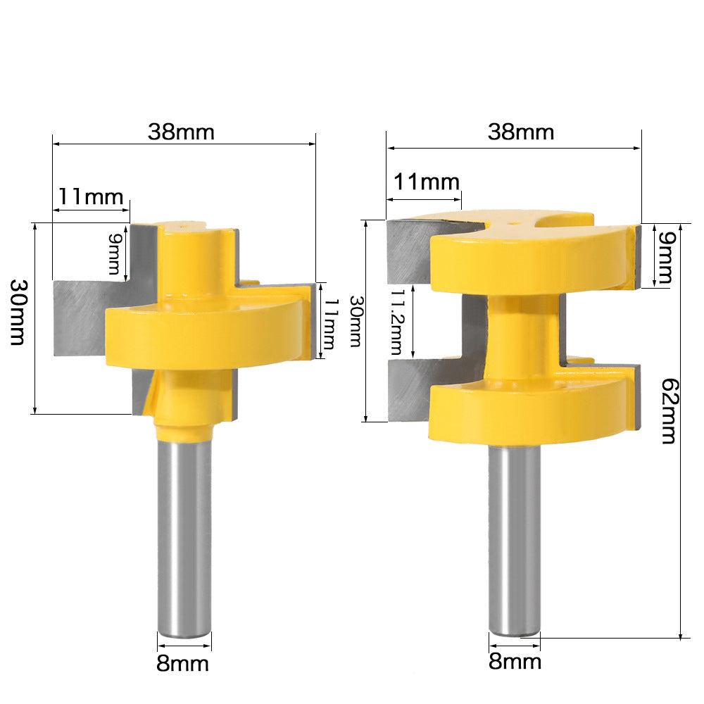 8 handle large tooth tenon cutter woodworking milling cutter tenon cutter 8 handle square tooth tenon cutter floor cutter puzzle cutter wood board