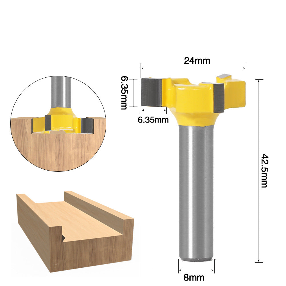 3-blade T-knife 8-handle slotting knife Bottom cleaning knife Slotting knife Large diameter slotting knife Woodworking milling cutter T-slot knife