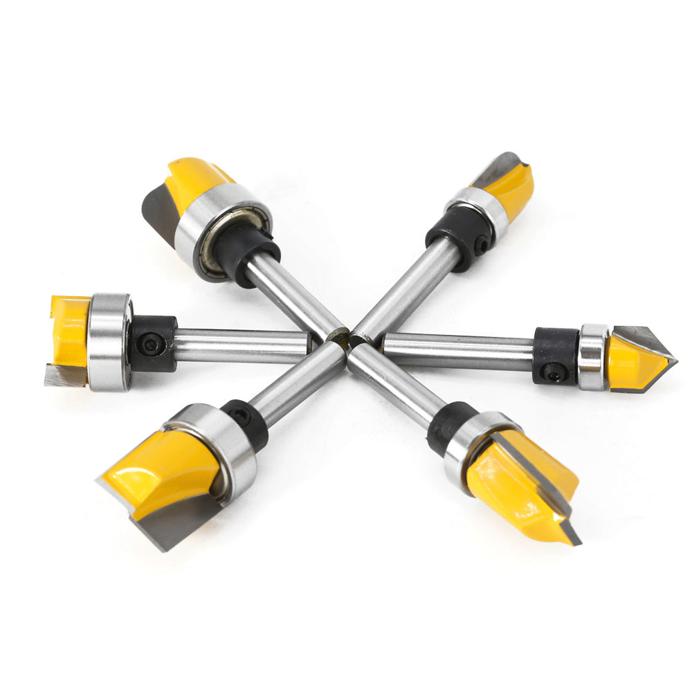 6-Piece set of 6-handle imitation slotting knife bearing slotting knife V-shaped knife folding angle knife woodworking milling cutter notch knife
