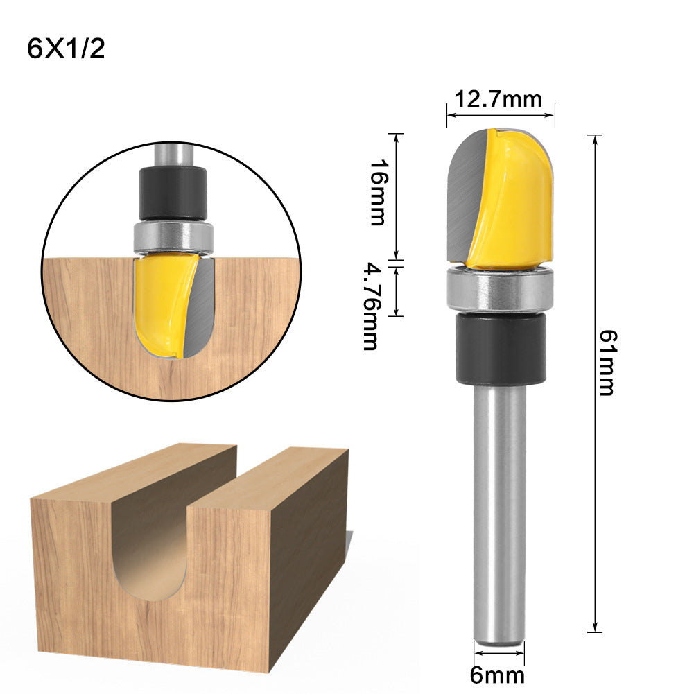 6-Piece set of 6-handle imitation slotting knife bearing slotting knife V-shaped knife folding angle knife woodworking milling cutter notch knife