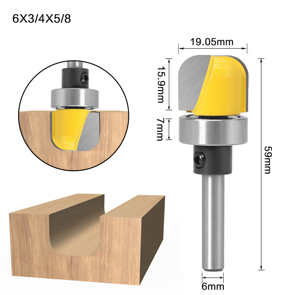 6-Piece set of 6-handle imitation slotting knife bearing slotting knife V-shaped knife folding angle knife woodworking milling cutter notch knife