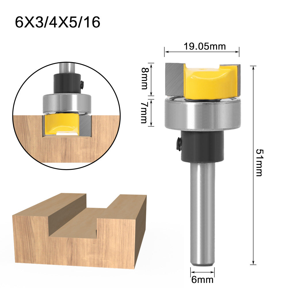6-Piece set of 6-handle imitation slotting knife bearing slotting knife V-shaped knife folding angle knife woodworking milling cutter notch knife