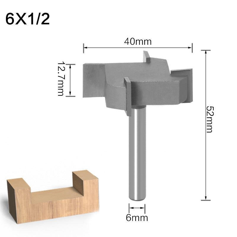 4-Blade Inch T-Knife 1/4 Handle 6 Handle Bottom Cleaning Knife Slotting Knife Woodworking Milling Cutter Large Diameter Woodworking