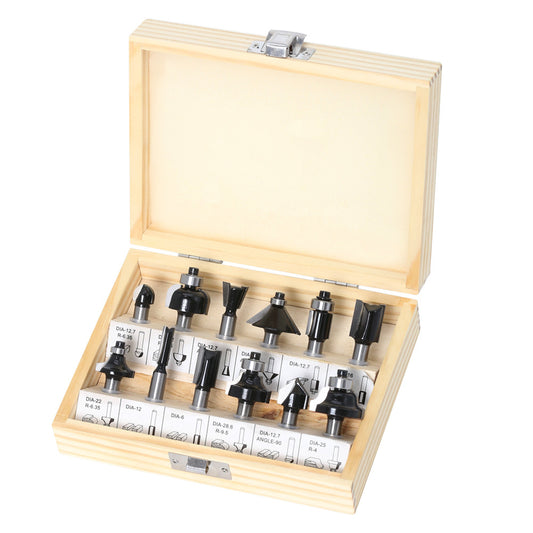 12-Piece set of 8-handle black woodworking milling cutters, woodworking engraving machine/bakelite milling/trimming machine, cutter head set of knives