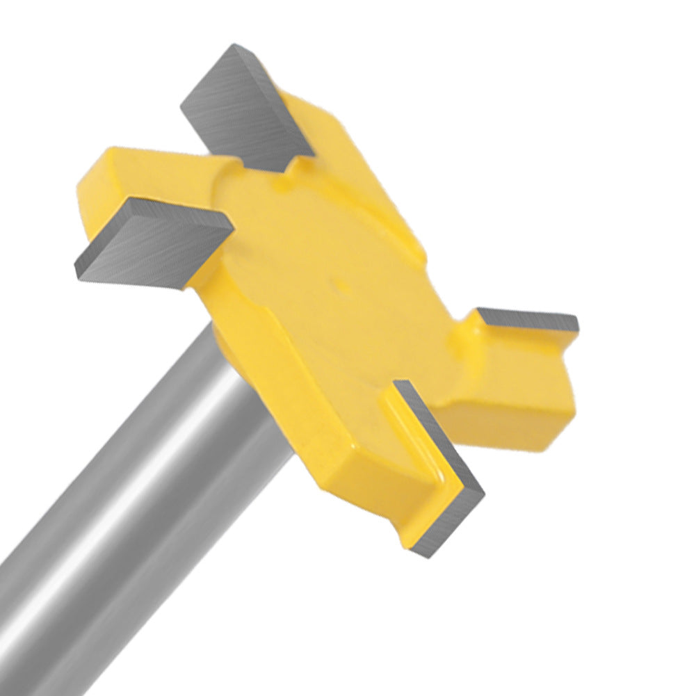 Four-blade T-knife slotting knife yellow woodworking milling cutter engraving machine cutter head large slotting knife bottom cleaning knife