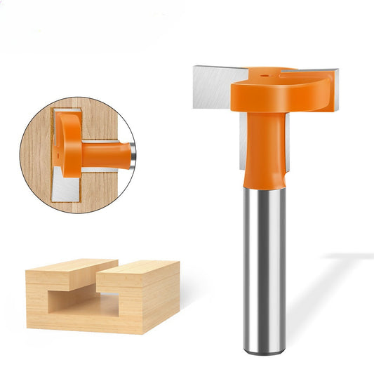 Orange straight edge T-knife, woodworking engraving milling cutter, notch cutter, four-edge slotting cutter, woodworking milling cutter