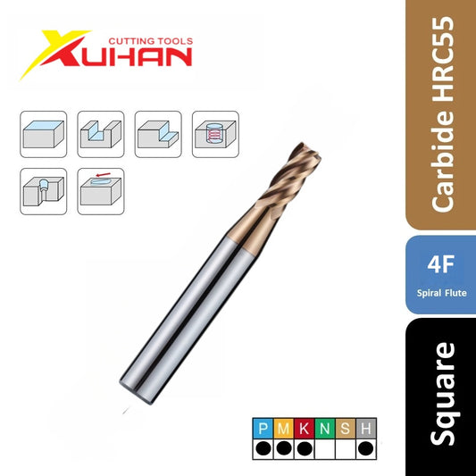 4 Flute SPIRAL Carbide End Mill TiSiN HRC 55