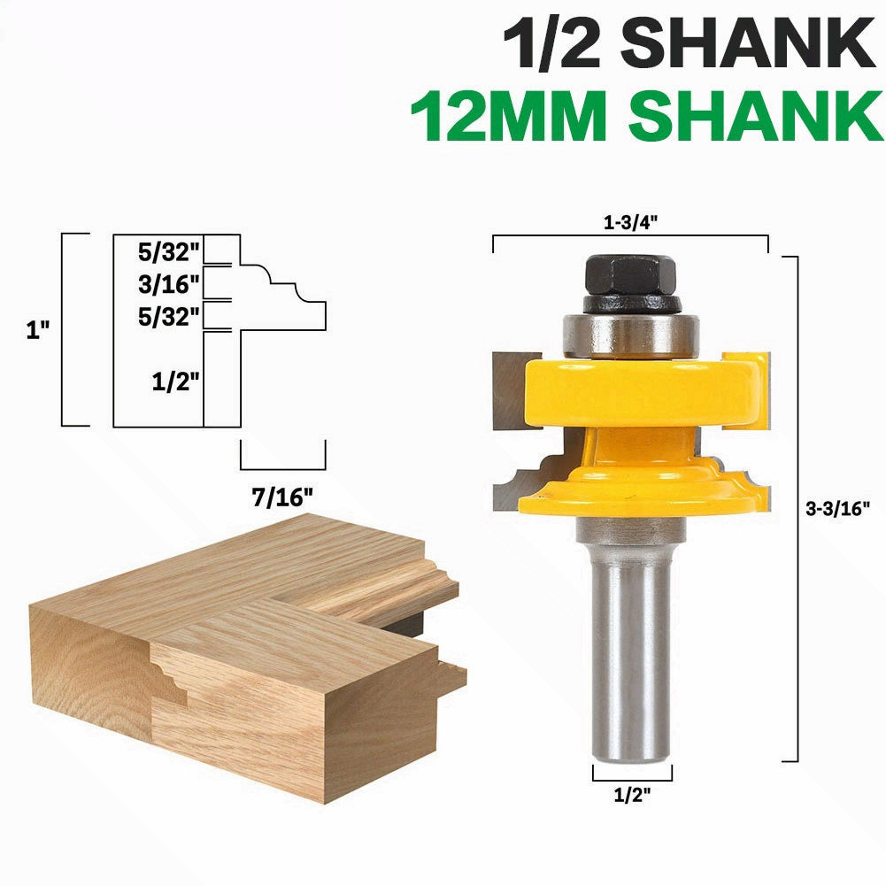 Classical reversible glass door and window milling cutter Door and window tenon cutter Solid wood door tenon cutter 1/2 handle 12mm handle
