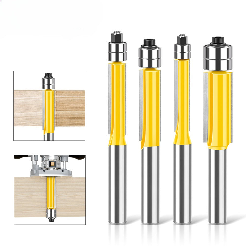 8 handle head double bearing trimming knife tungsten steel imitation woodworking milling cutter slotting flat edge knife alloy blade head set
