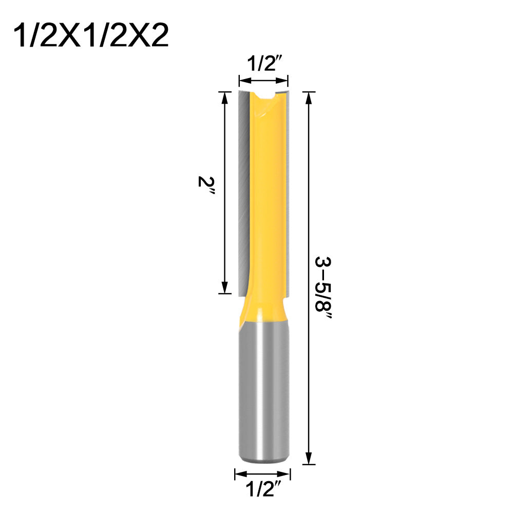 Woodworking milling cutter extended straight knife alloy cutter head woodworking slotting tool engraving machine straight tooth double blade imperial 1/2
