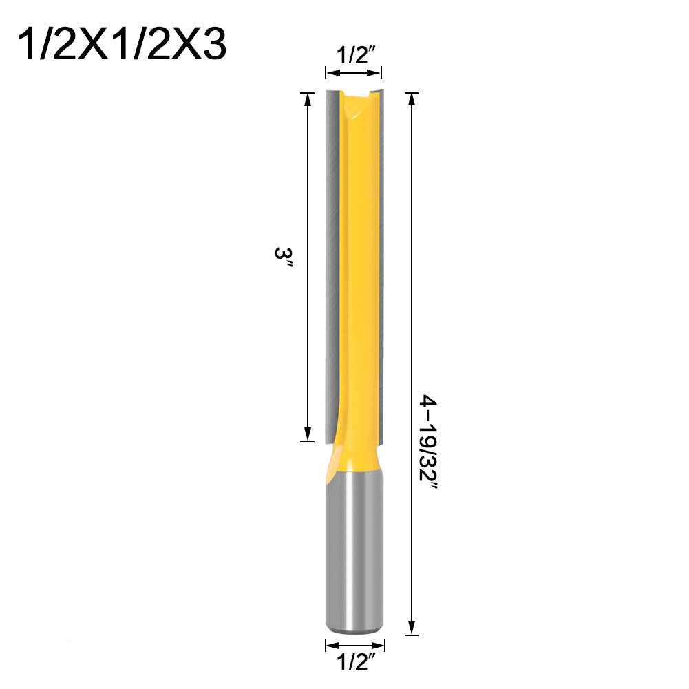 Woodworking milling cutter extended straight knife alloy cutter head woodworking slotting tool engraving machine straight tooth double blade imperial 1/2