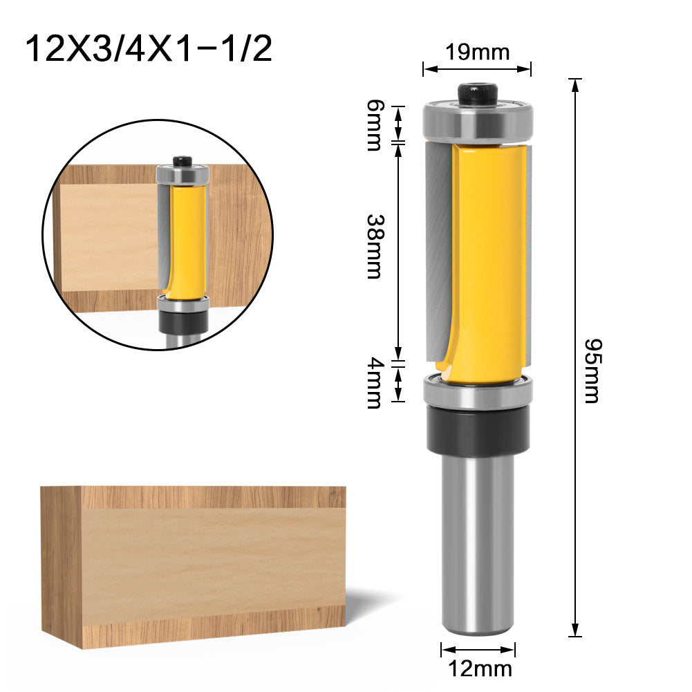 Upper and lower bearing trimming cutter 12 handle 1/2 handle woodworking milling cutter trimming cutter Double bearing trimming cutter