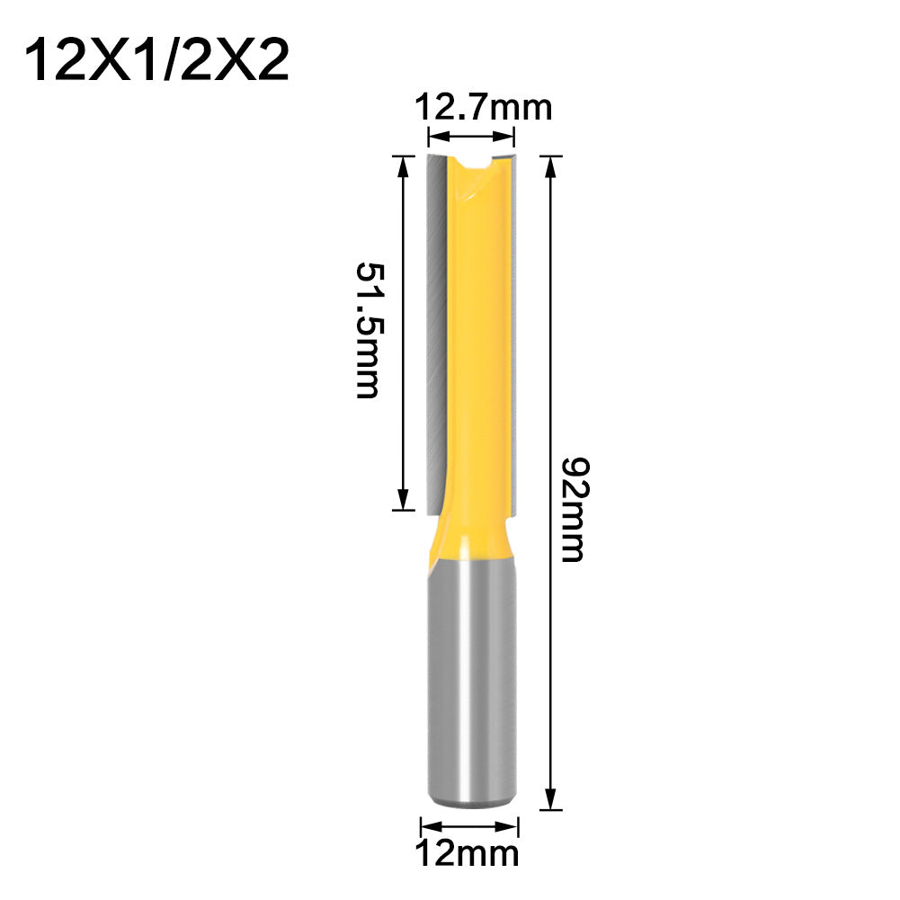 Woodworking milling cutter extended straight knife alloy cutter head woodworking slotting tool engraving machine straight tooth double blade imperial 1/2