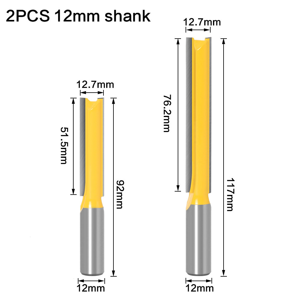 Woodworking milling cutter extended straight knife alloy cutter head woodworking slotting tool engraving machine straight tooth double blade imperial 1/2
