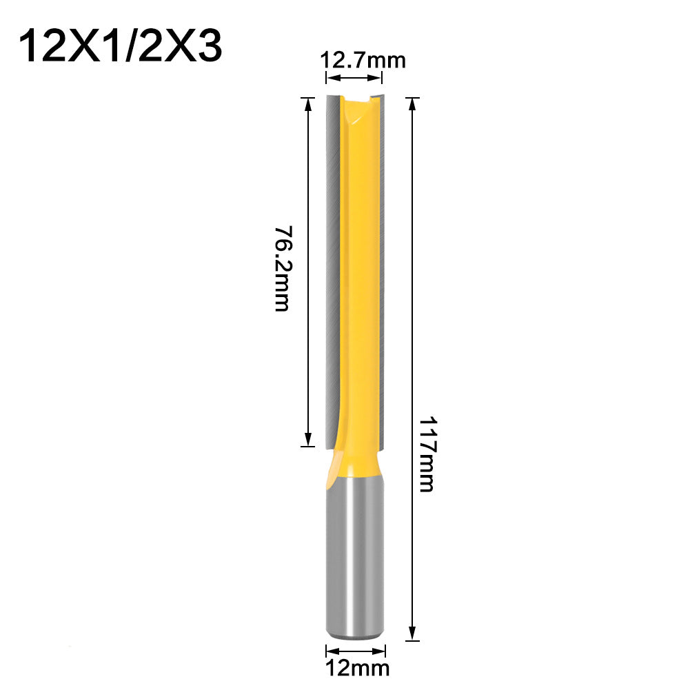 Woodworking milling cutter extended straight knife alloy cutter head woodworking slotting tool engraving machine straight tooth double blade imperial 1/2