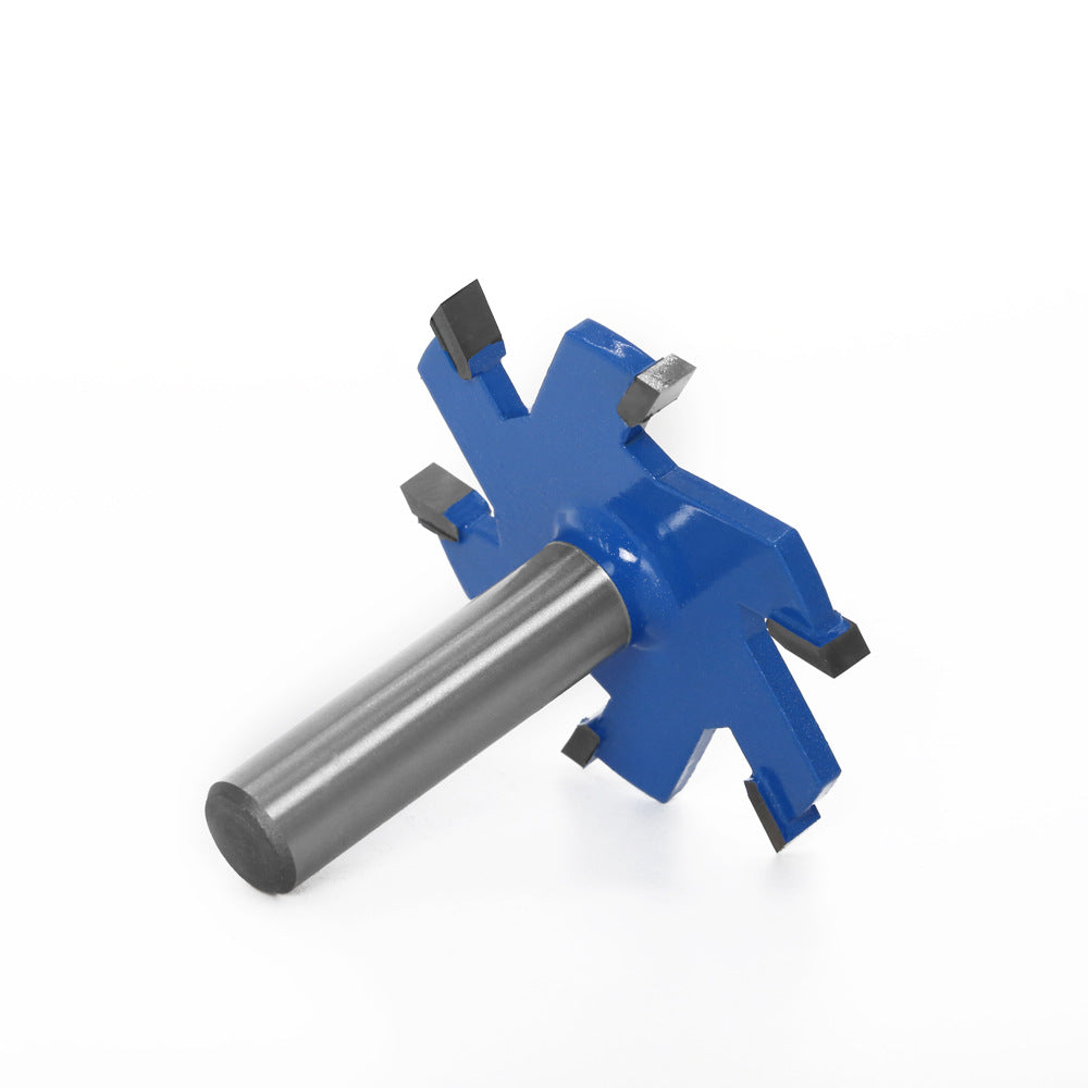 Woodworking milling cutter 6-blade T-knife mahogany six-tooth large T-knife with handle slot knife plus long handle, thickness 5mm