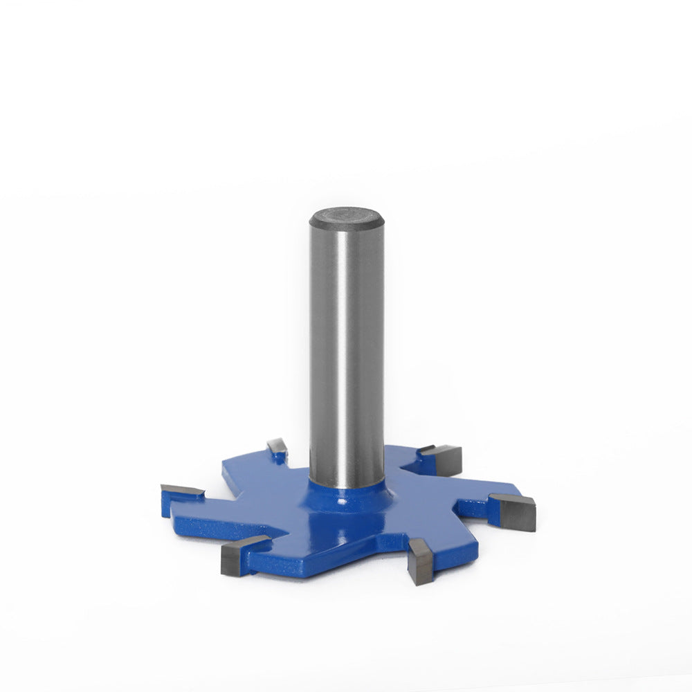 Woodworking milling cutter 6-blade T-knife mahogany six-tooth large T-knife with handle slot knife plus long handle, thickness 5mm