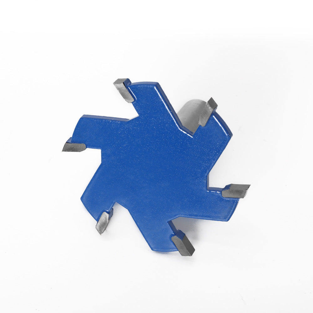 Woodworking milling cutter 6-blade T-knife mahogany six-tooth large T-knife with handle slot knife plus long handle, thickness 5mm