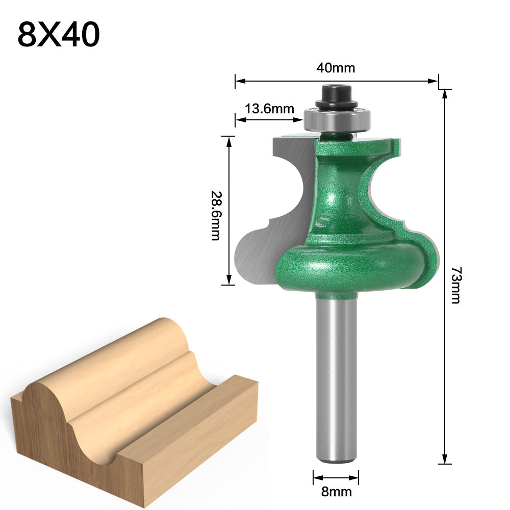 8Mm handle positive half multi-arc knife with bearing multi-angle knife crown line cutter milling cutter woodworking tool gong cutter