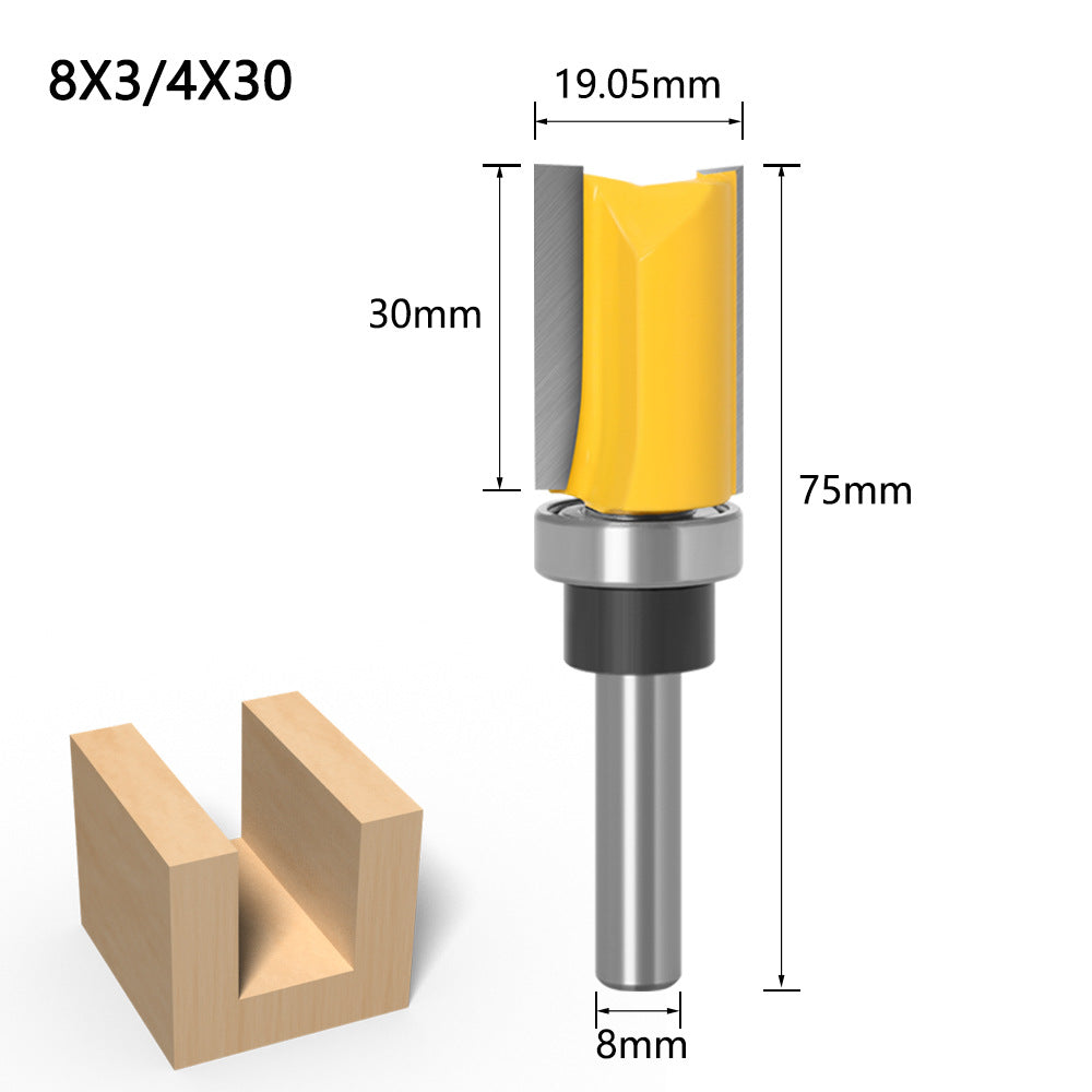 3-Piece set of 8 shank imitation shank with bearing straight knife slotting knife trimming knife straight knife trimming machine milling cutter