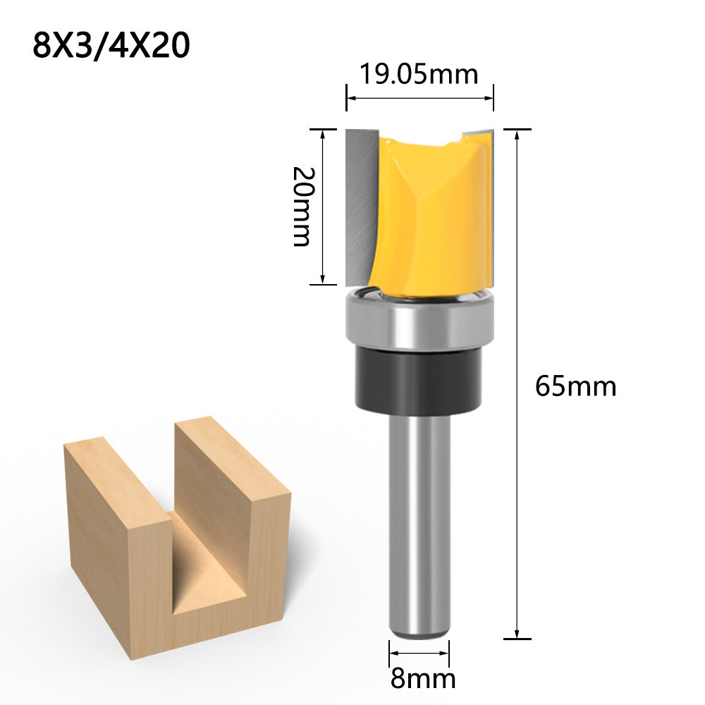 3-Piece set of 8 shank imitation shank with bearing straight knife slotting knife trimming knife straight knife trimming machine milling cutter