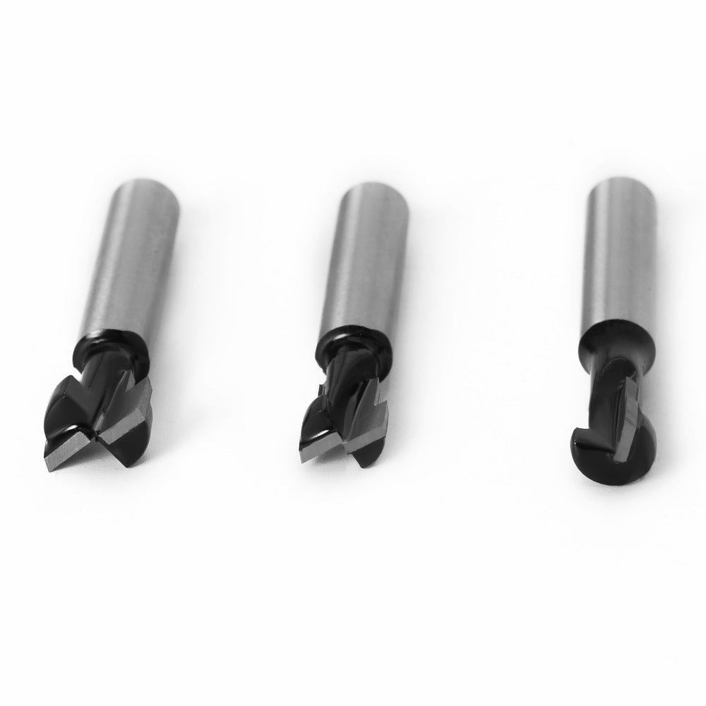 Woodworking milling cutter 8-handle keyhole cutter, wood photo frame wall-mounted T-type keyhole cutter three-piece set 9 3/8 1/2