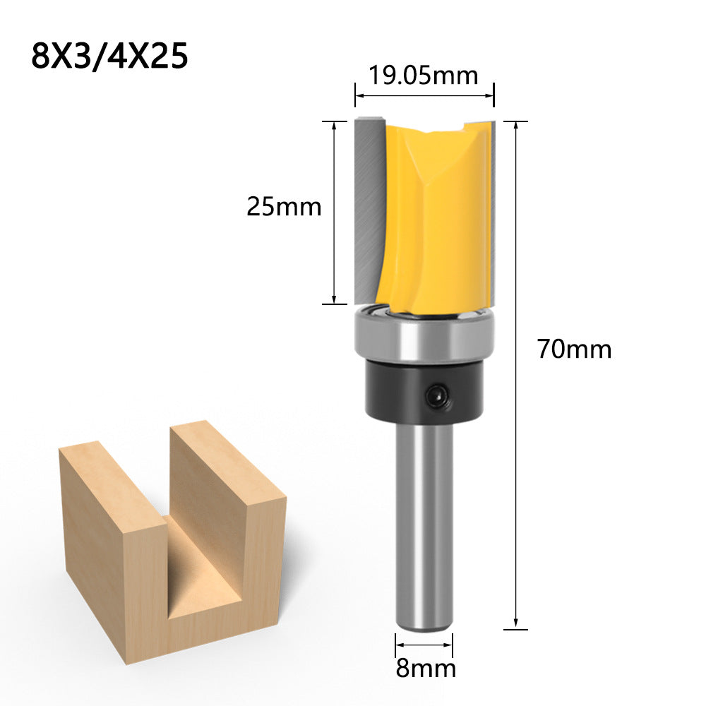 3-Piece set of 8 shank imitation shank with bearing straight knife slotting knife trimming knife straight knife trimming machine milling cutter
