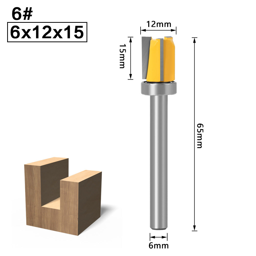 6 handle woodworking trimming knife trimming machine knife head with bearing straight knife imitation trimming knife woodworking milling cutter gong machine slotting