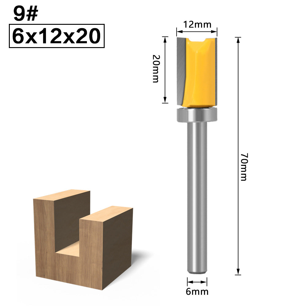 6 handle woodworking trimming knife trimming machine knife head with bearing straight knife imitation trimming knife woodworking milling cutter gong machine slotting