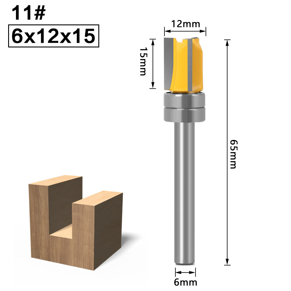 6 handle woodworking trimming knife trimming machine knife head with bearing straight knife imitation trimming knife woodworking milling cutter gong machine slotting