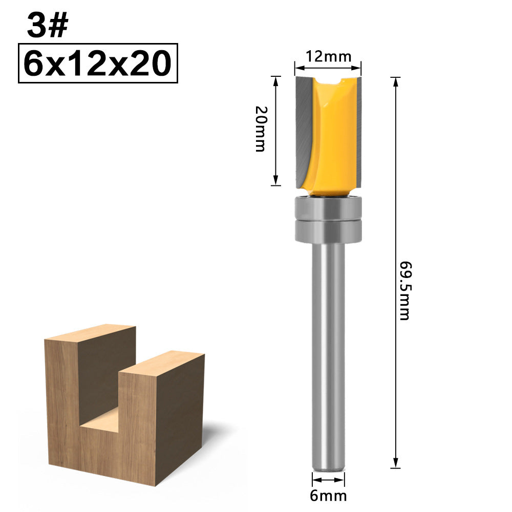 6 handle woodworking trimming knife trimming machine knife head with bearing straight knife imitation trimming knife woodworking milling cutter gong machine slotting