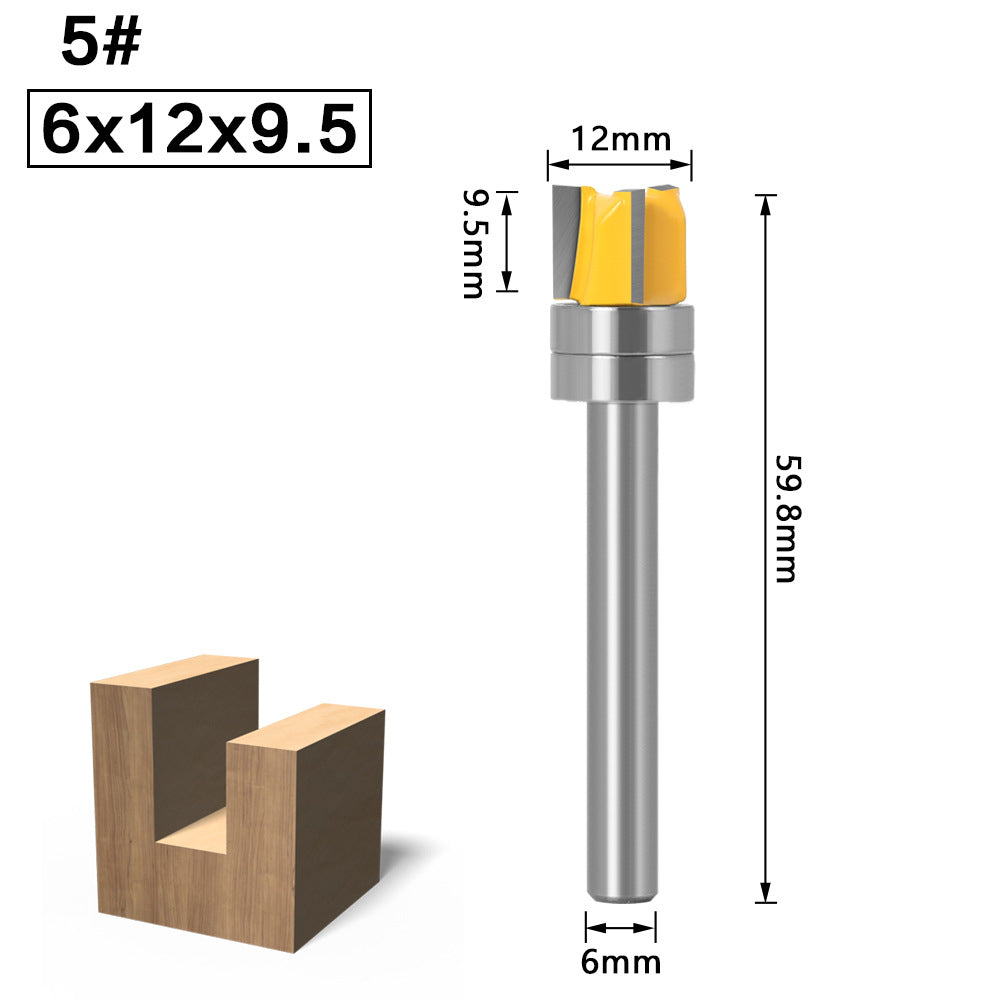 6 handle woodworking trimming knife trimming machine knife head with bearing straight knife imitation trimming knife woodworking milling cutter gong machine slotting