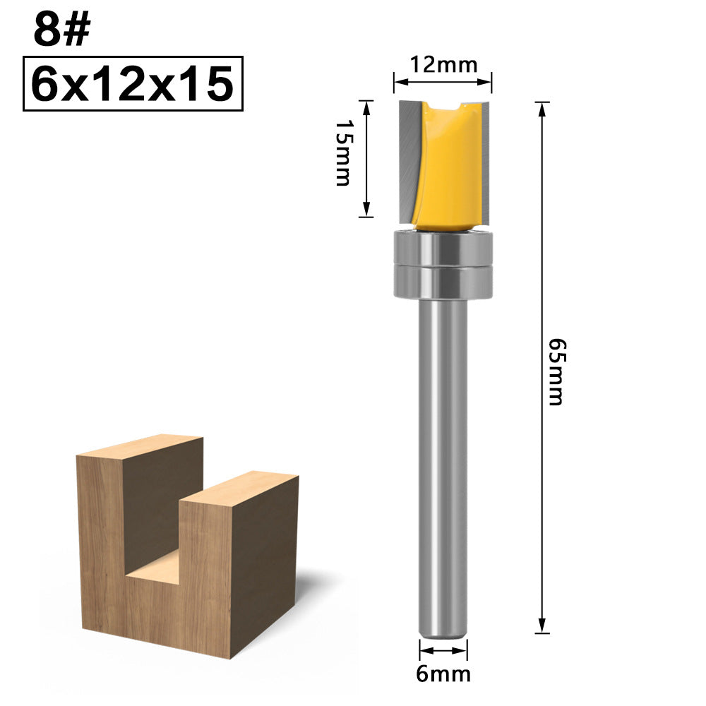 6 handle woodworking trimming knife trimming machine knife head with bearing straight knife imitation trimming knife woodworking milling cutter gong machine slotting