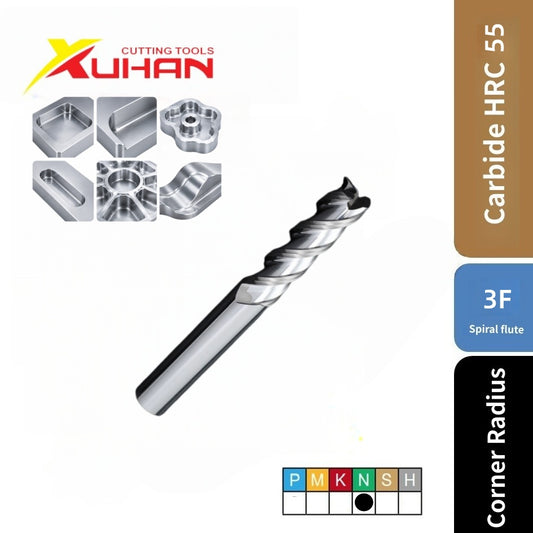 3 Flute Corner Radius Carbide End Mill HRC 55 for Aluminum