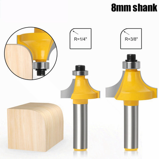 2-piece set of 8-handle woodworking rounded corner cutter inverted R-angle milling cutter trimming corner milling cutter R-angle cutter woodworking rounded corner cutter head