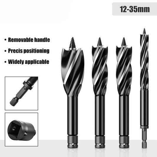 Hexagonal shank hole opener, four-slot four-blade woodworking drill set, outdoor manual multi-purpose drill