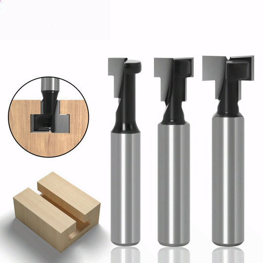 Woodworking milling cutter 8-handle keyhole cutter, wood photo frame wall-mounted T-type keyhole cutter three-piece set 9 3/8 1/2