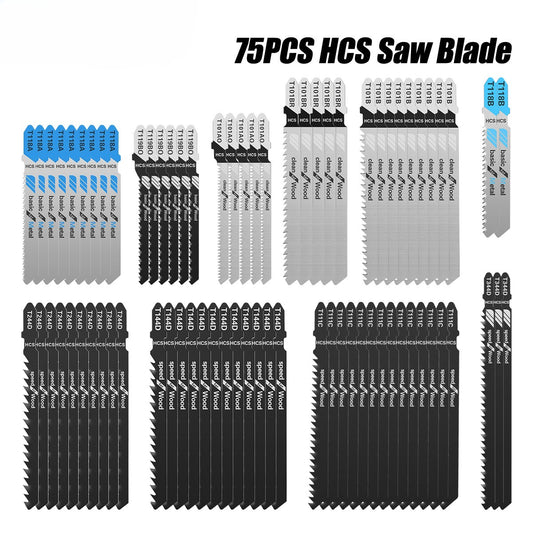 Woodworking curve saw blade 75-piece set, rough tooth saw blade set, solid wood aluminum alloy plastic cutting electric drill accessories