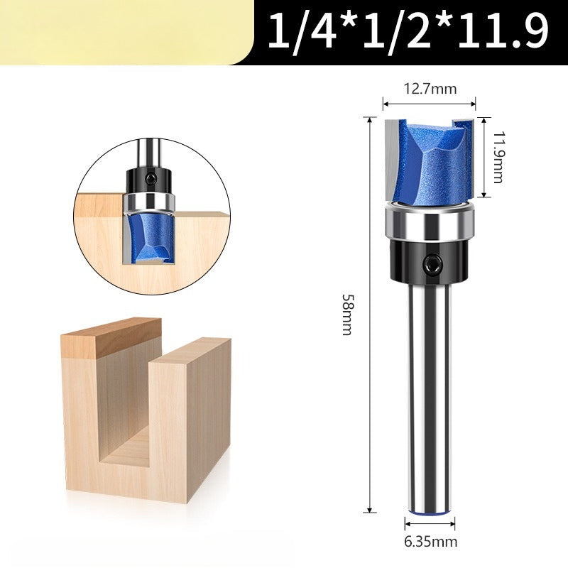 1/4 handle 6 handle inch slotted woodworking milling cutter, bearing straight knife trimming knife engraving machine trimming machine alloy cutter head