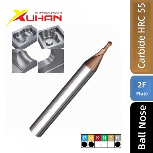 2 Flute Ball Nose Carbide End Mill TiSiN HRC 55