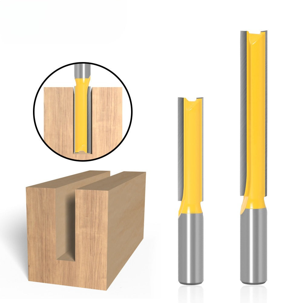 Woodworking milling cutter extended straight knife alloy cutter head woodworking slotting tool engraving machine straight tooth double blade imperial 1/2