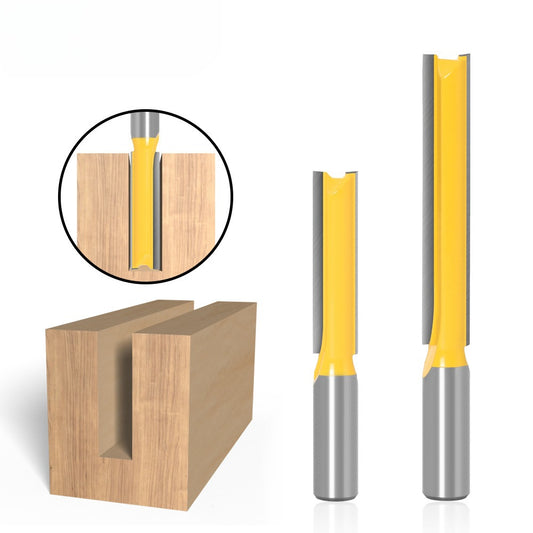 Woodworking milling cutter extended straight knife alloy cutter head woodworking slotting tool engraving machine straight tooth double blade imperial 1/2