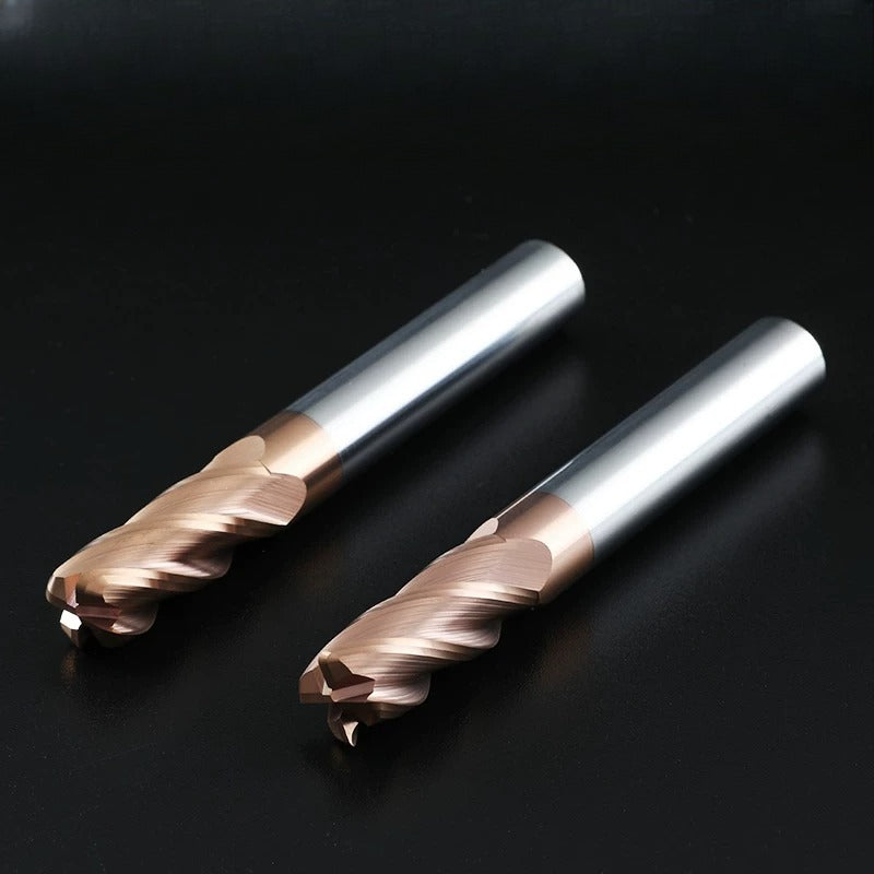 HRC55 Solid Carbide 4 Flute Corner Radius End Mill, Extra Long Coated Bull Nose Milling Cutter R0.2 R0.5 R1 R2 R3