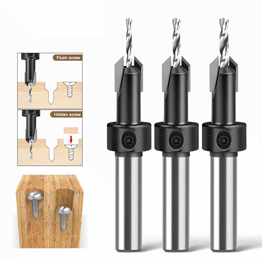 Woodworking countersink drill cone hole opener hole drill alloy head screw ladder drill wood self-tapping screw installation ladder