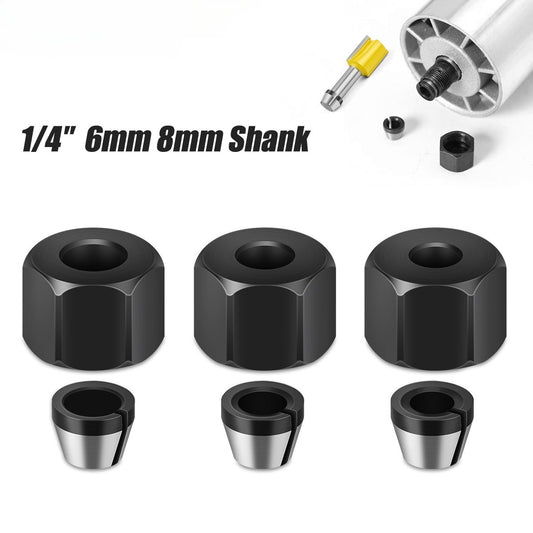 6mm8mm trimmer nut chuck, chuck nut set mill conversion sleeve, milling cutter accessories jacket